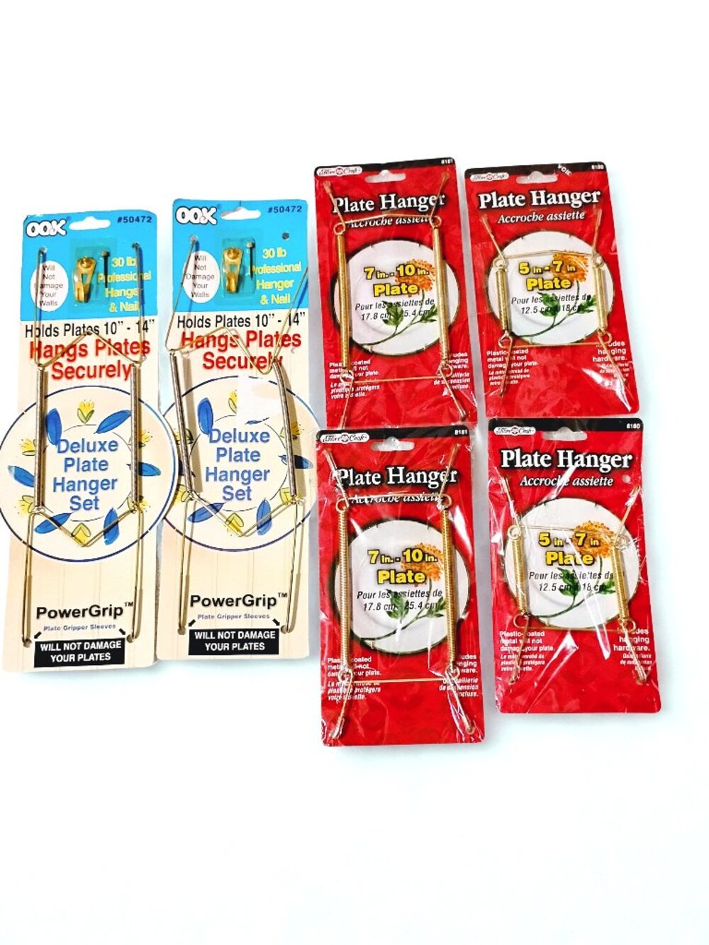 (4) Fibre Crafts 5"-7" AND (2) OOK 10"-14" Decorative Plate Hangers Bundle